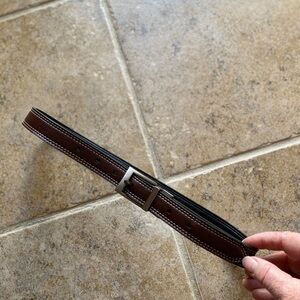 IZOD - Brown Leather Belt with Silver Buckle, Size: M fits 23”-30” waist